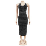Hot Drill Slim Solid Color Sexy Midi Dress BY-7210