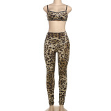 Pre Order: About 7 work days shipping Leopard Print Sling Two Piece Pants Set YUEM-300323