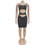Sexy Hot Drill Hollow Out Sing Mini Dress BY-7209