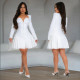 Deep V Neck Long Sleeve Ruffles Mini Dress BY-7263