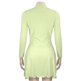Solid Color Long Sleeve Mini Dress GAXB-A672DS