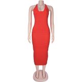 Hot Drill Slim Solid Color Sexy Midi Dress BY-7210