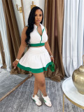 Solid Color Zipper Sleeveless Tops Skirt Suit YWXS-K25L112