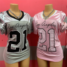 Printed Colorblocked Loose Sport T-Shirt YWXS-XS-L445101