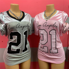 Printed Colorblocked Loose Sport T-Shirt YWXS-XS-L445101