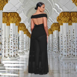 Sexy Solid Color Off Shoulder Maxi Dress BY-7251