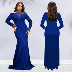 Long Sleeve Hot Drill Solid Color Maxi Dress BY-7270