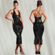 Hot Drill Slim Solid Color Sexy Midi Dress BY-7210
