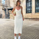 Sexy V Neck Backless Split Midi Dress GAXB-W336DS