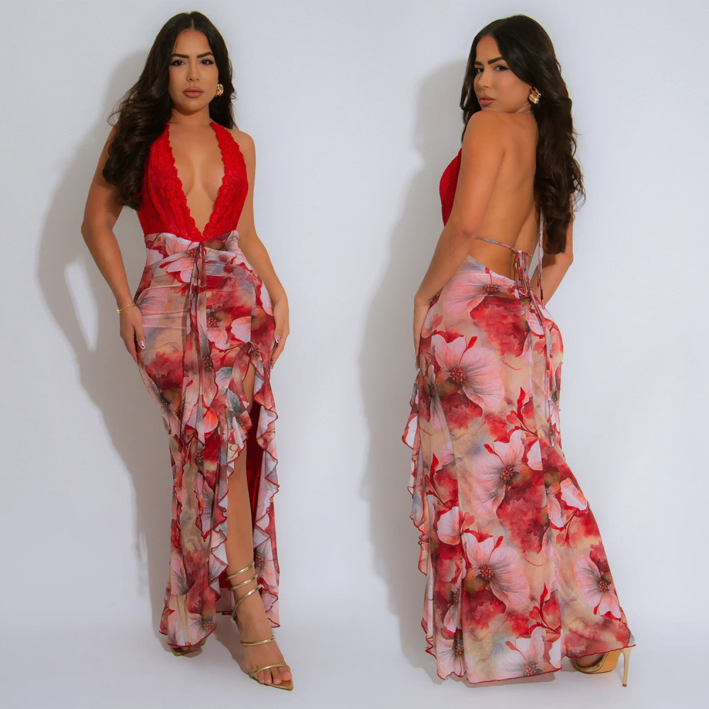 chinese dress ladies Plunge Soft Linen Maxi Dress French Sex – Fashion Brand Company main image 1