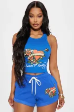 Fashion Print Sleeveless Tank Tops Shorts Suit GMJL-XH811
