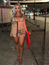 Halter Printed Sleeveless Mini Dress YWXS-XS-L45503