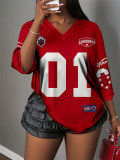 Letter Print Loose T Shirts YWXS-XS-L45559