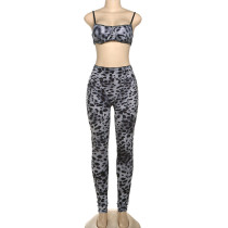 Pre Order: About 7 work days shipping Leopard Print Sling Two Piece Pants Set YUEM-300323