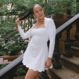 Solid Color Long Sleeve Mini Dress GAXB-A672DS