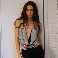 Sequin Chain Sling Backless Tops GDSF-D25TP113