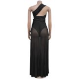 Sexy Solid Color Off Shoulder Maxi Dress BY-7251
