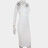 Sexy V Neck Backless Split Midi Dress GAXB-W336DS