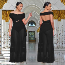 Sexy Solid Color Off Shoulder Maxi Dress BY-7251