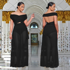 Sexy Solid Color Off Shoulder Maxi Dress BY-7251