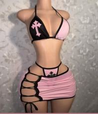 Sexy Bikini Short Skirt Three Piece Set GFCF-1362