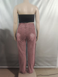 Fashion Button Denim Patch Loose Fit Jeans GAKF-41005