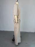 Loose V Neck Stripe Two Piece Pants Set GCNE-HK72391