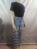 Fashion Hollow Out Holes Straight Jeans GAKF-50404