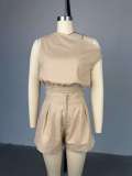 Sleeveless Solid Color Loose Two Piece Shorts Set GCNE-HK72272