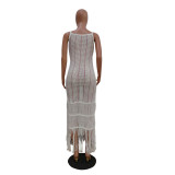 Casual Knits Sleeveless Tassel Beach Long Dress TR-1326