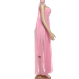 Shawl Sleeveless Strapless Wrap Chest Mesh Dress DLSF-K25S65666