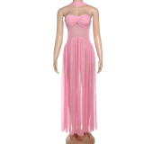 Shawl Sleeveless Strapless Wrap Chest Mesh Dress DLSF-K25S65666
