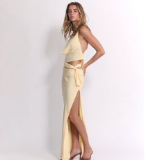 Sexy Backless Halterneck Tops Long Skirts 3 Piece Set XEF-K25S67406