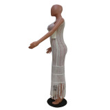 Casual Knits Sleeveless Tassel Beach Long Dress TR-1326
