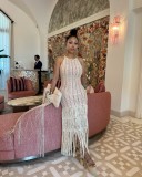 Casual Knits Sleeveless Tassel Beach Long Dress TR-1326
