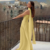 Shawl Sleeveless Strapless Wrap Chest Mesh Dress DLSF-K25S65666
