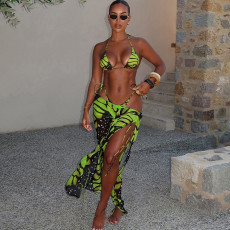 Print Sexy Bikinis + Long Skirt Two Piece Swimsuit XEF-K25S68281