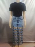 Fashion Hollow Out Holes Straight Jeans GAKF-50404