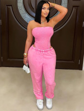 Soldi Color Wrap Chest Bodysuit Pants Suit CH-25082