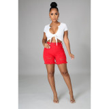 Hollow Out Holes Denim Shorts GCNF-0120