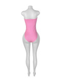 Solid Color Wrap Chest Bodysuit Pants Suit CH-25082