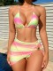 Gradient Color Tie Up Bikinis Swimsuit 3 Piece Set CASF-6771
