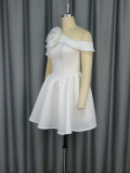 Solid Color Off Shoulder Mini Dress GKEN-041243