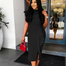 Plus Size Solid Color Bodycon Dress GMLF-3325