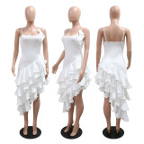 Irregular Ruffles Sling Midi Dress CYA-901689