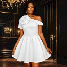 Solid Color Off Shoulder Mini Dress GKEN-041243