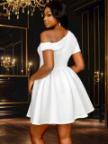 Solid Color Off Shoulder Mini Dress GKEN-041243