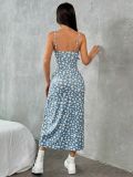 Floral Print Spaghetti Strap Slit Maxi Dress WSYF-5975