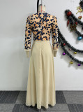 Plus Size Leopard Patchwork Chiffon Maxi Dress NY-11022
