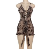 Pre Order: About 7 work days shipping Leopard Print Sexy Romper YUEM-300325